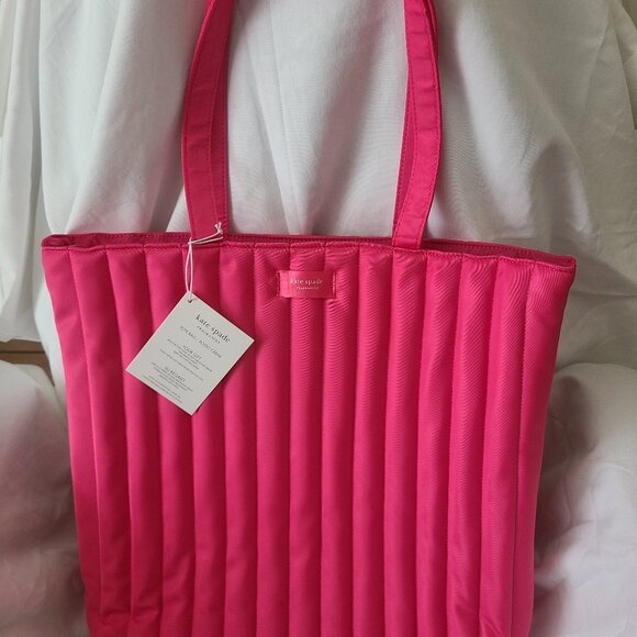 NWT Kate Spade Fragrances New York Hot Pink Quilted Large Tote Bag - Picture 1 of 5